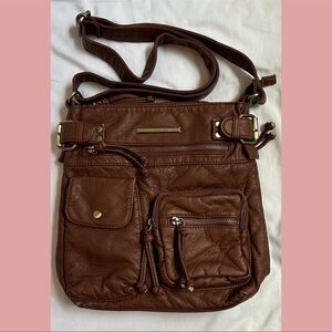 mia k collection brown faux leather crossbody bag.
